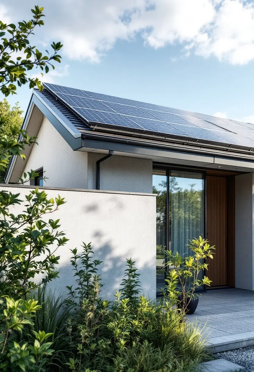 Maison moderne équipée de panneaux solaires