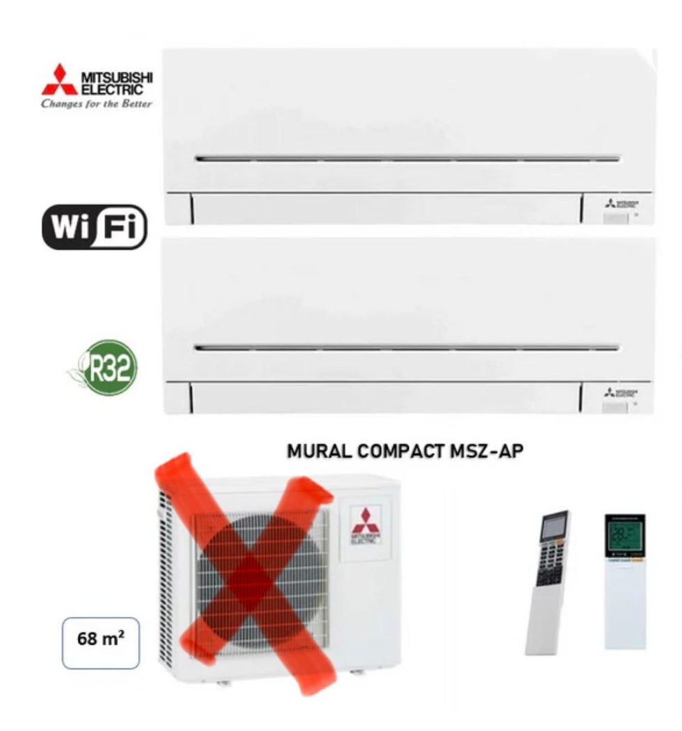 Unité murale compacte Mitsubishi Electric MSZ-AP, Wi-Fi, fluide R32, sans groupe extérieur